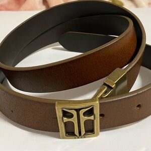 Frye Brown and Gold Leather Belt
